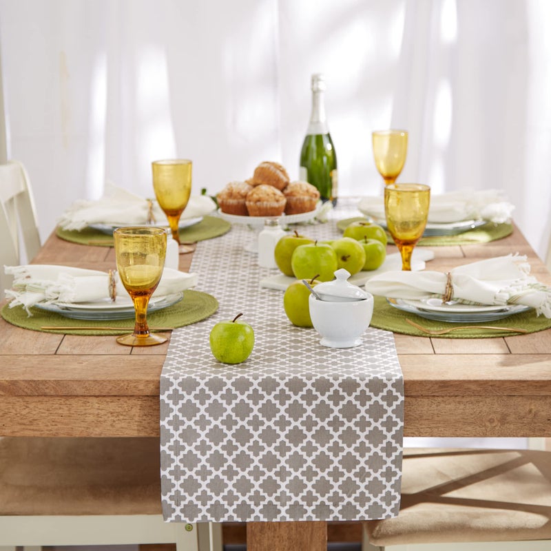 DII Lattice Tabletop Collection, Table Runner, 14x72, Gray - Image 4